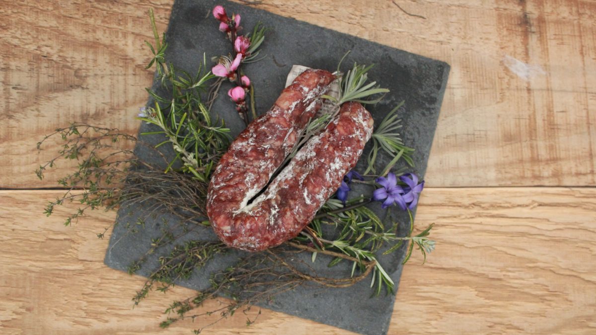 Saucisse sèche pur porc VPF BIO - vue du haut