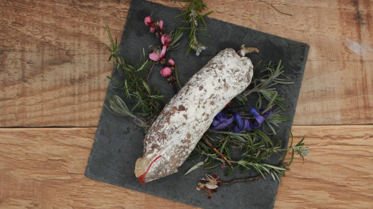 Saucisson pur porc VPF BIO - 200gr - vue du haut