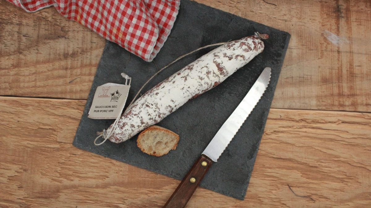 Saucisson pur porc - Nature - 150gr - vue du haut