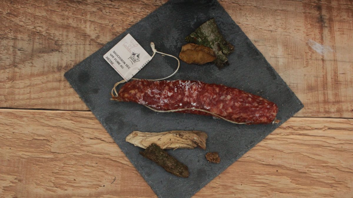 Saucisson pur porc - Fumé au bois de hêtre - 150gr - vue du haut