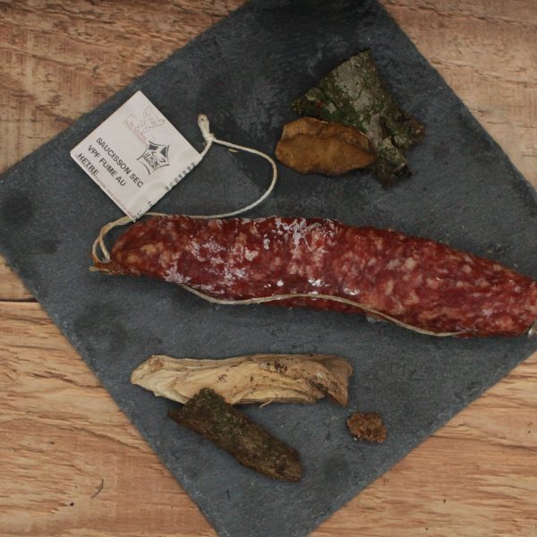 Saucisson pur porc - Fumé au bois de hêtre - 150gr - vue du haut