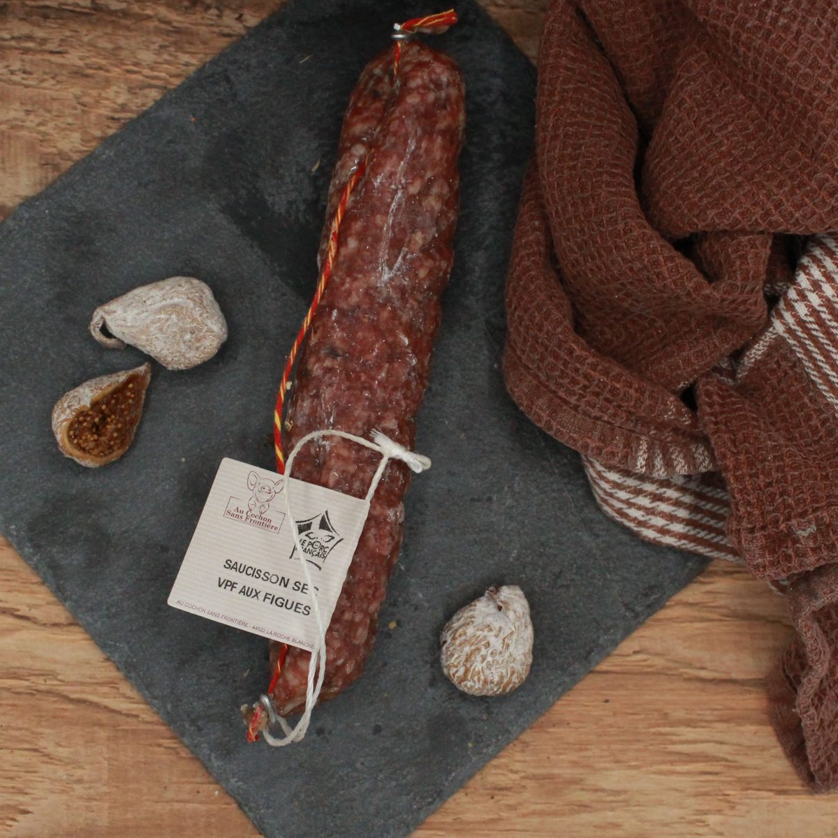 Saucisson pur porc - aux Figues - 150gr - vue du haut