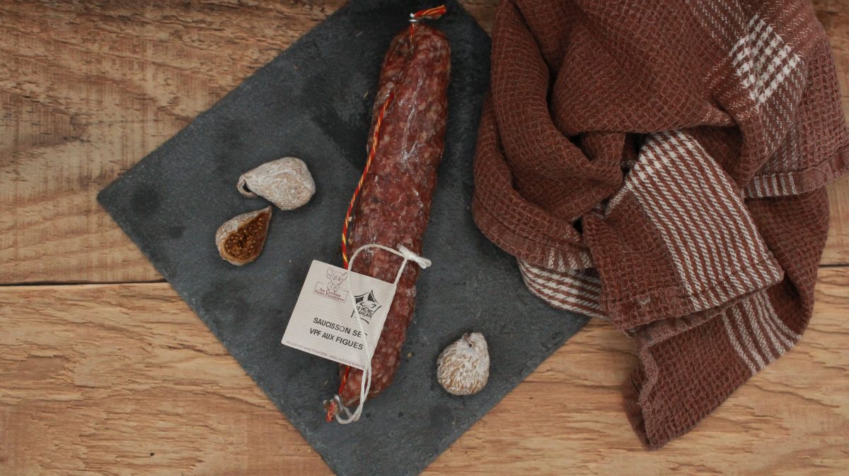 Saucisson pur porc - aux Figues - 150gr - vue du haut