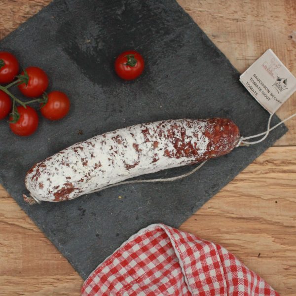 Saucisson pur porc - à la Tomate - 150gr - vue du haut