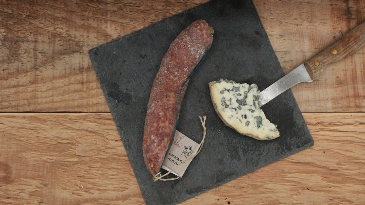 Saucisson pur porc - au Bleu - 150gr - vue du haut