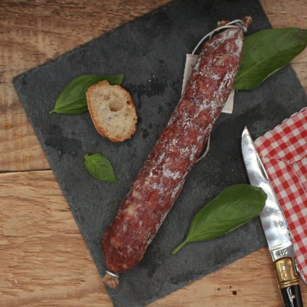 Saucisson pur porc - Basilic - 150gr - vue du haut