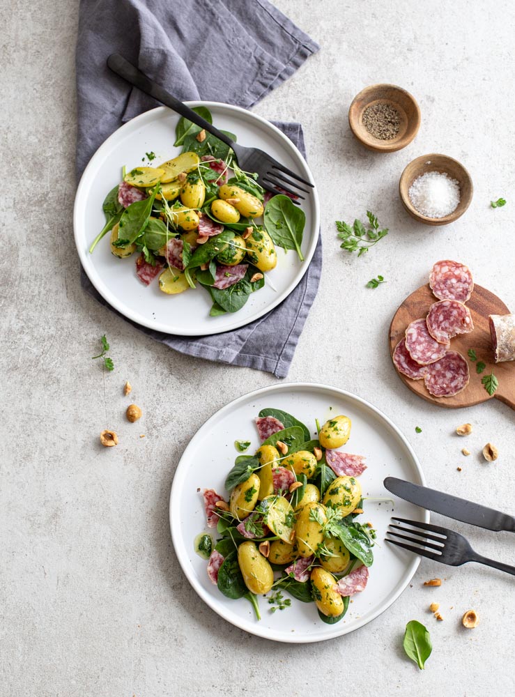 Recette salade de pommes de terre et saucisson - Au Cochon Sans Frontière